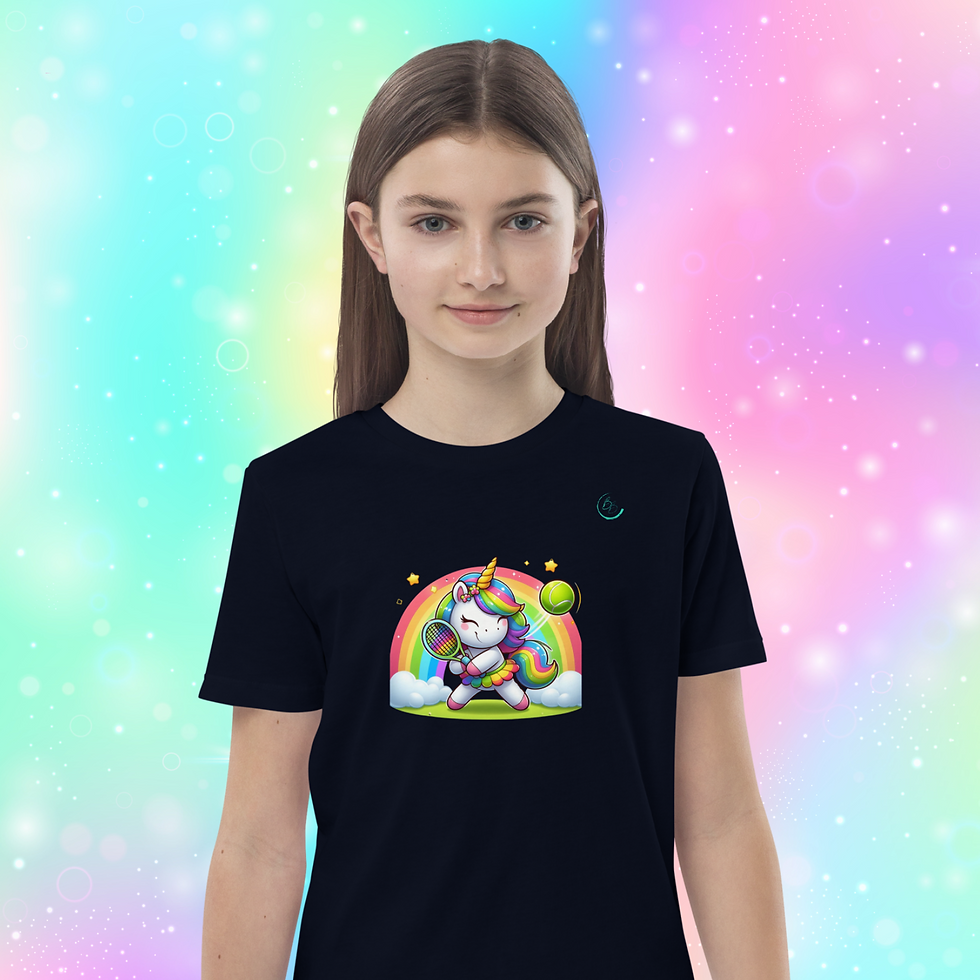 T-Shirt Tennis Personnalisé - Tennis Licorne 2 - Coton 100% Bio