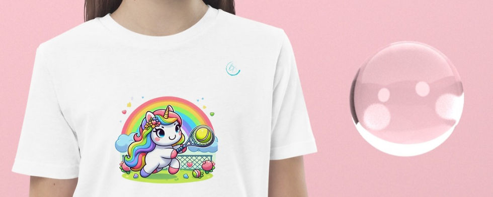 Miniature : T-Shirt Tennis Personnalisé - Tennis Licorne 4 - Coton 100% Bio