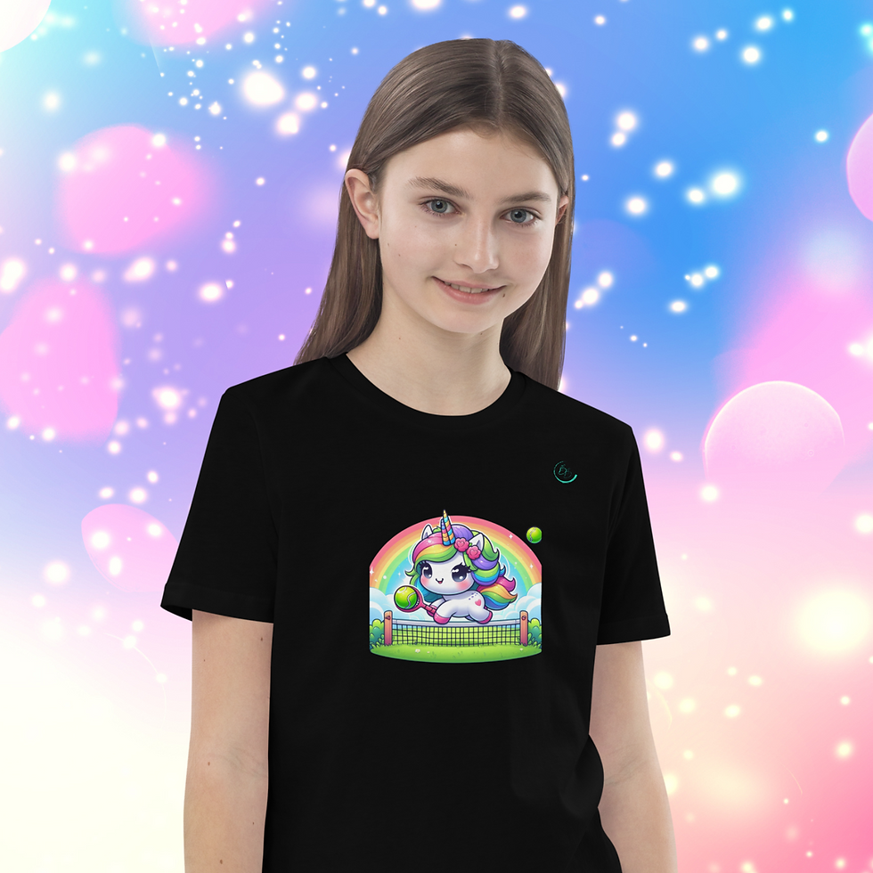 T-Shirt Tennis Personnalisé - Tennis Licorne 3 - Coton 100% Bio