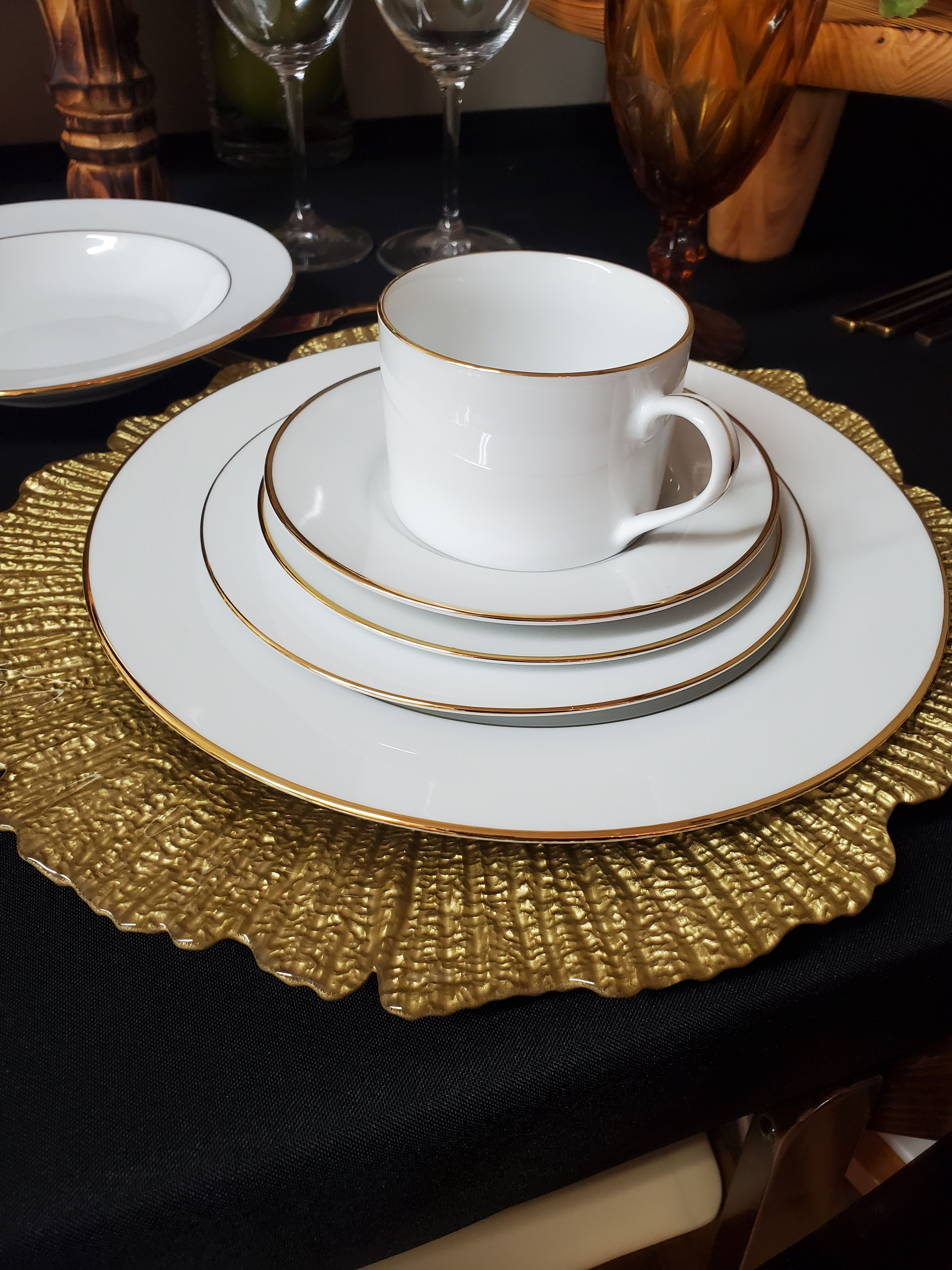 White Gold Rim Dishware