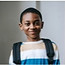 young african american student in backpack