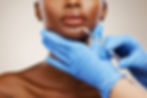 closeup-black-woman-needle-with-plastic-surgery-healthcare-cosmetics-white-studio-backgrou