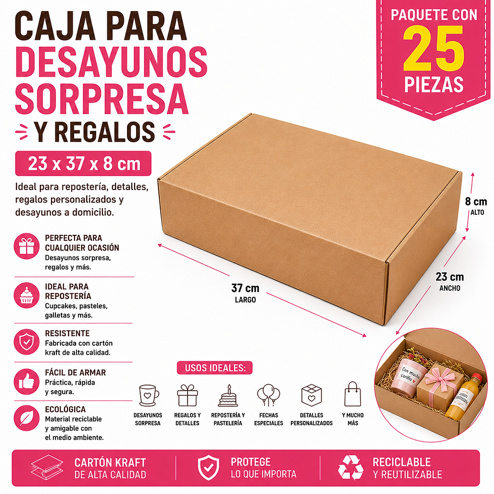 Miniatura: Caja Para Desayunos Sorpresa Y Regalos 23x37x8 Cm 25 Pzas | Efipack