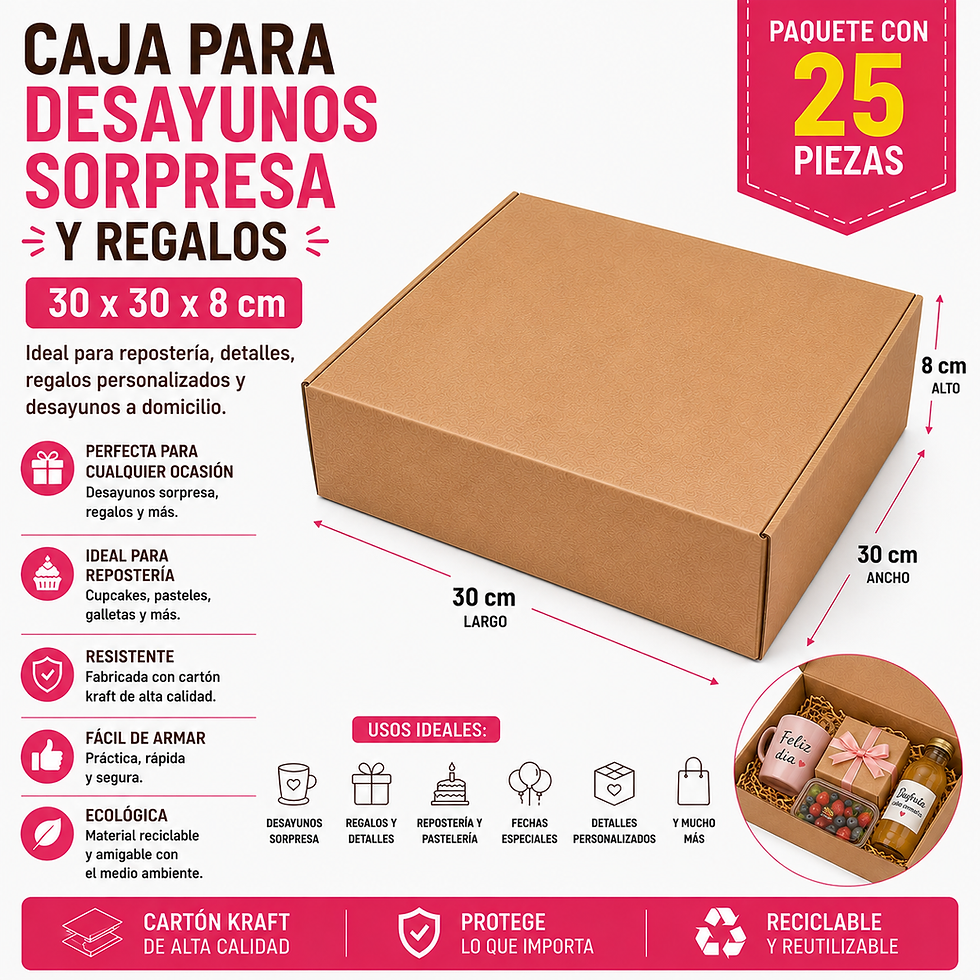 Miniatura: Caja Para Desayunos Sorpresa Y Regalos 30x30x8 Cm 25 Pzas | Efipack