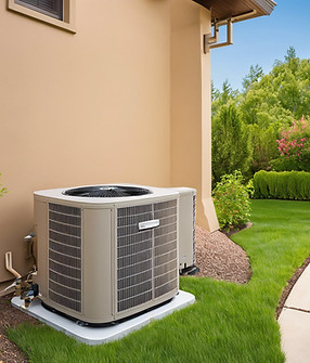 Air Conditioning condenser unit beside a beautiful stucco home.jpg
