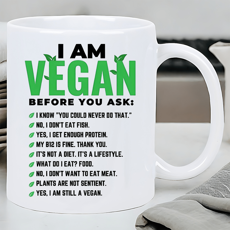 Thumbnail: I Am A VEGAN Ceramic Coffee Mug with Humorous Vegan Message - Durable Reusable H