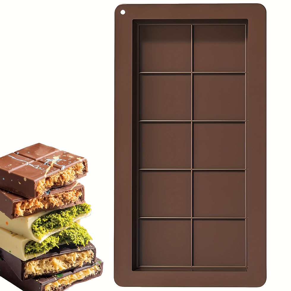 Thumbnail: 1pc Silicone Non-Stick DIY Chocolate Bar Mold, Deep Groove Vegan Chocolate Bakin