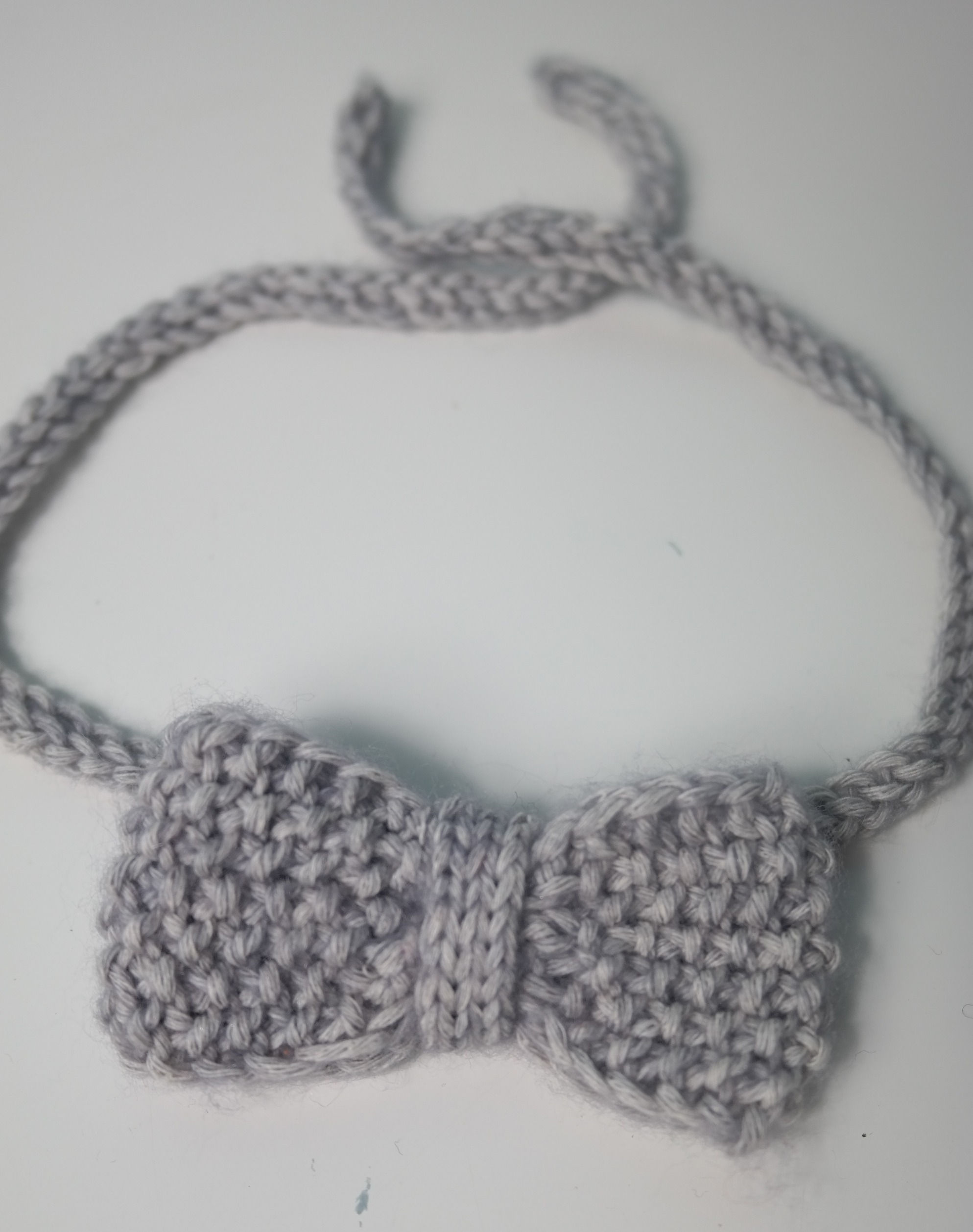 Silver Knitted bow Tie