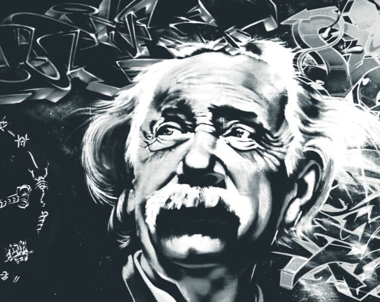 A graffiti image of Albert Einstein