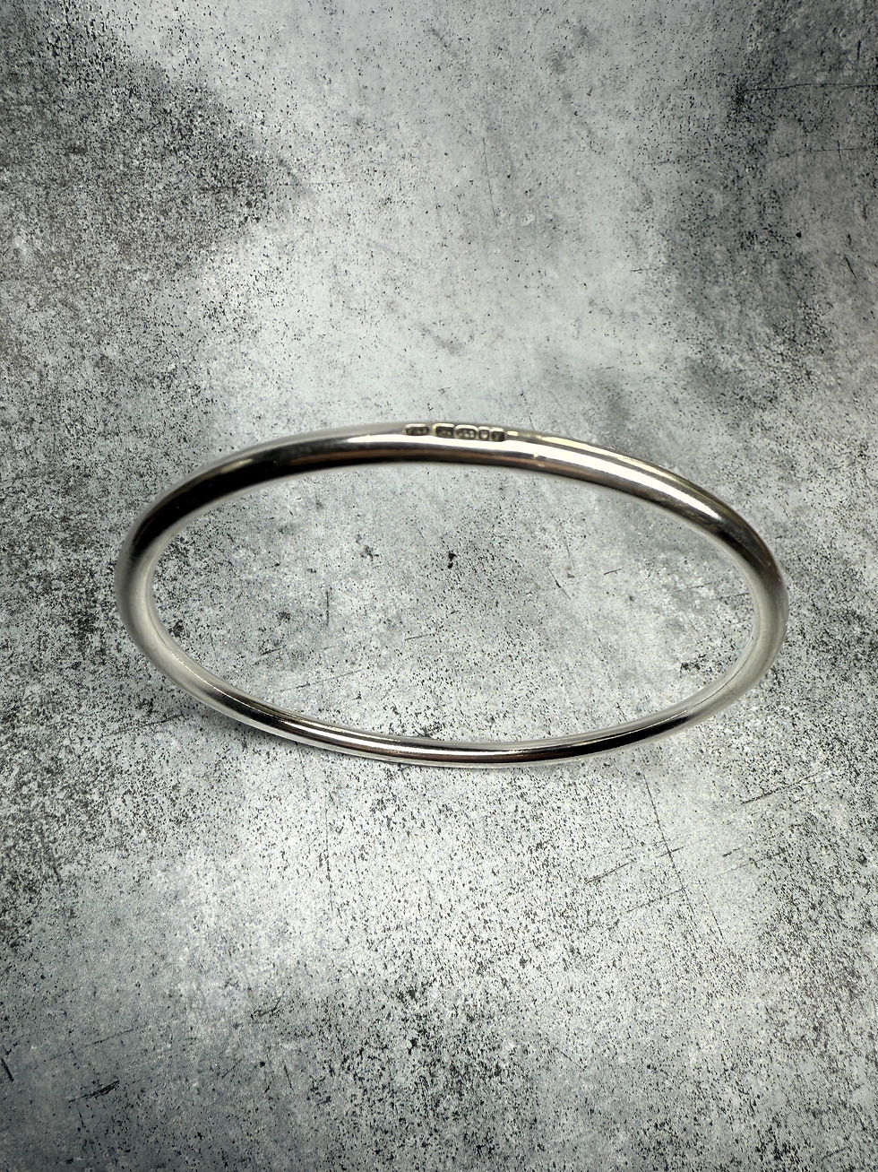 Thumbnail: Assay Hallmarked Sterling Silver Polished Heavy Halo Unisex Bangle - width 4mm