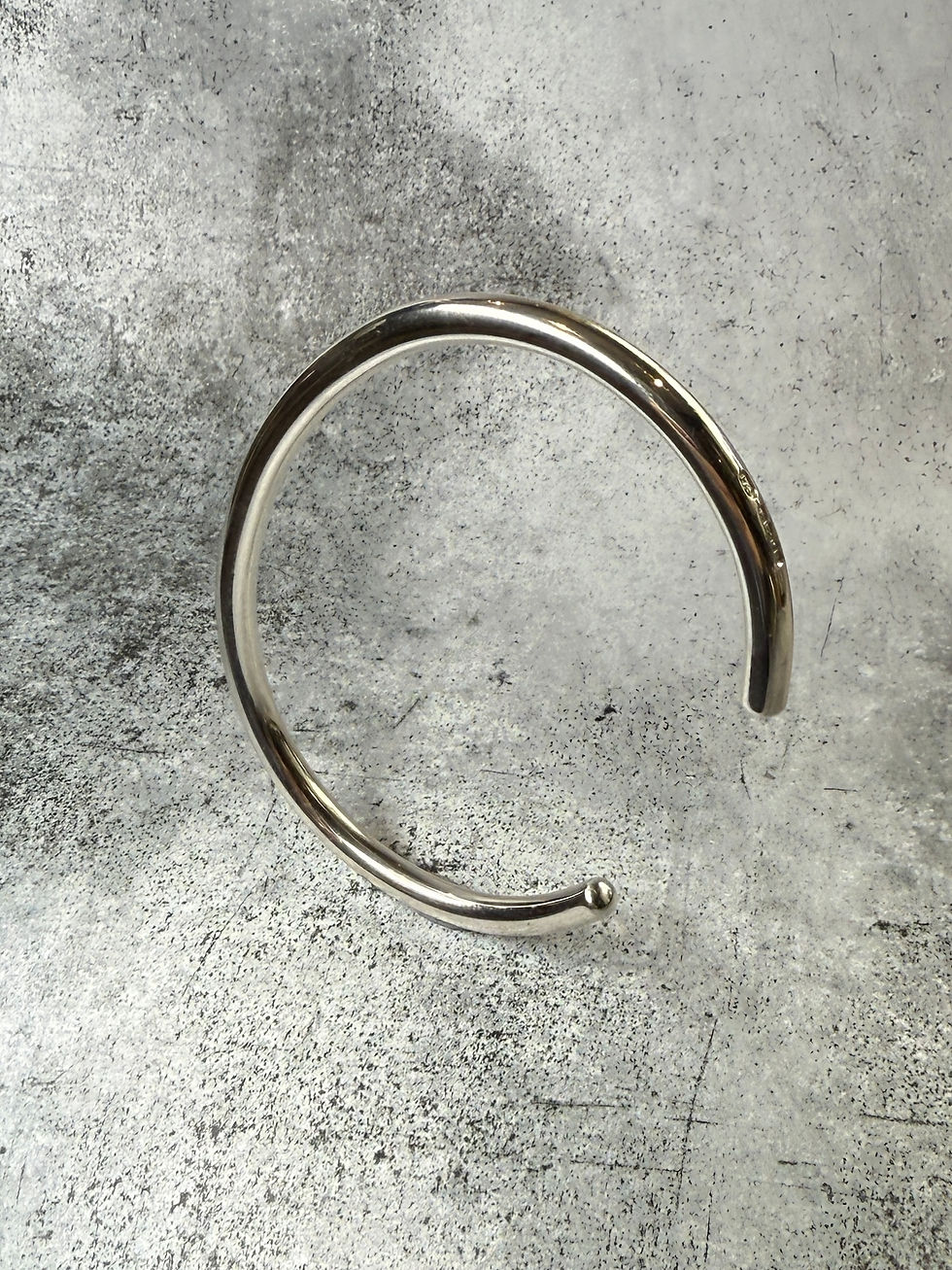 Thumbnail: Assay Hallmarked Sterling Silver Polished Heavy Halo Unisex Torque Cuff Bangle