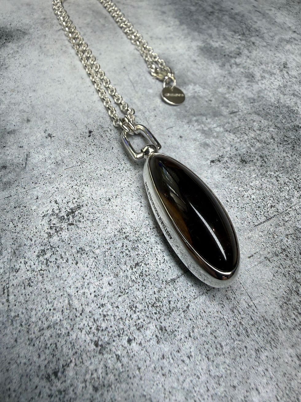 Thumbnail: Assay Hallmarked Silver Smokey Quartz Crystal & Belcher Chain Necklace 18”