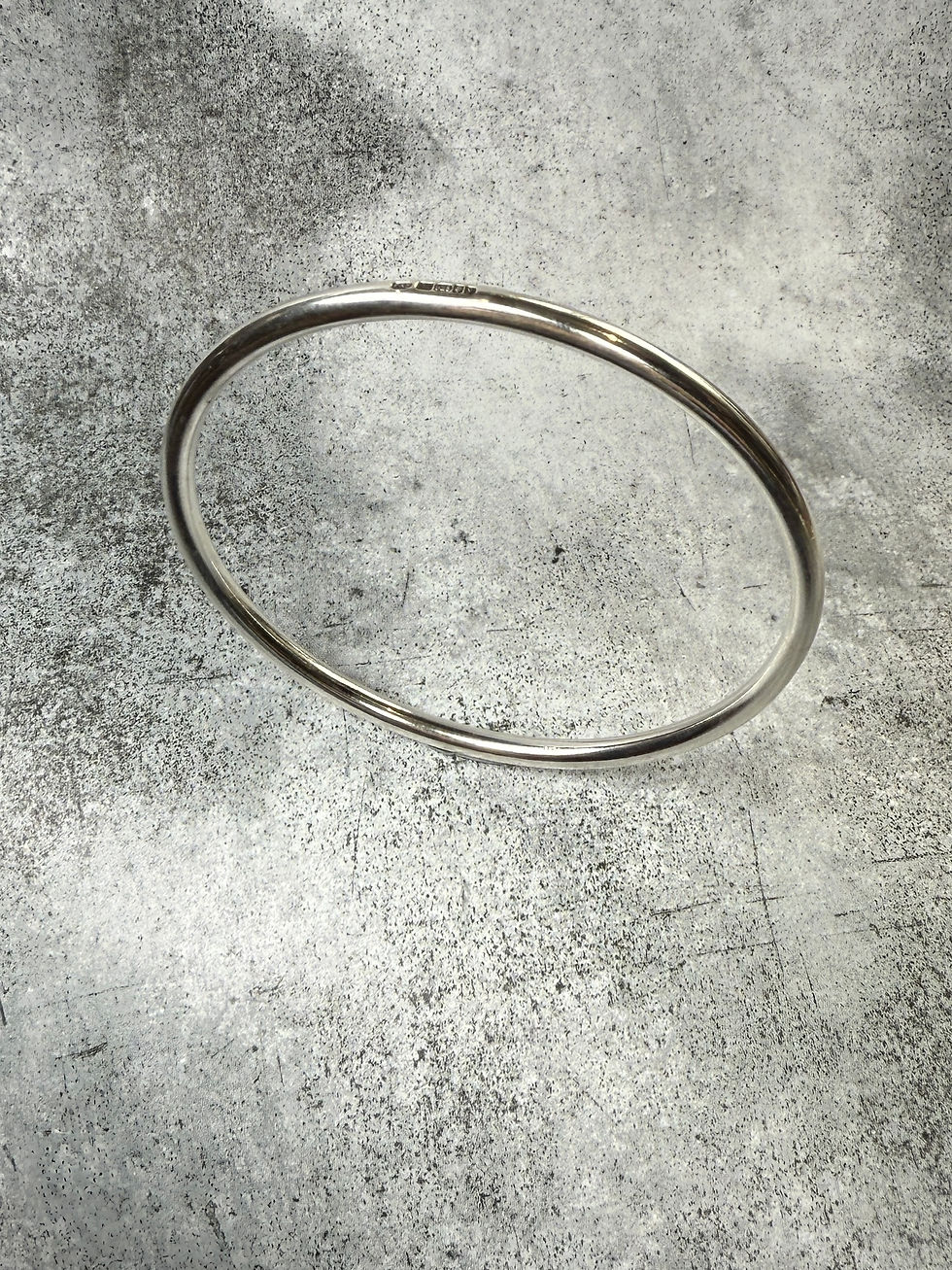 Thumbnail: Assay Hallmarked Sterling Silver Polished Heavy Halo Unisex Bangle - width 4mm