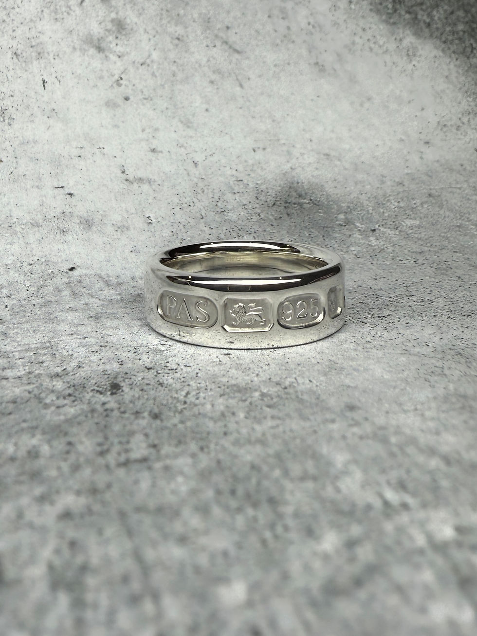Thumbnail: Large Assay Hallmark Sterling Silver Polished Unisex Wide Band Ring