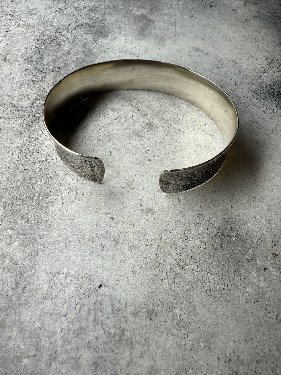 Thumbnail: Hallmarked Silver ‘Moon’ Unisex Wide Concave Torque Cuff Bangle