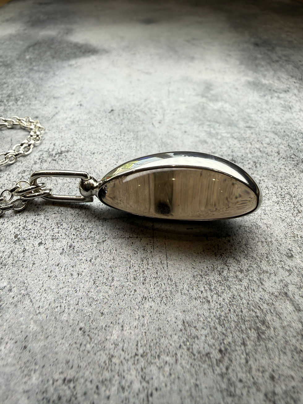 Thumbnail: Assay Hallmarked Silver Smokey Quartz Crystal & Belcher Chain Necklace 18”