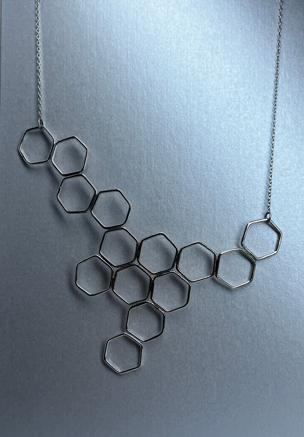 Thumbnail: Assay Hallmarked Sterling Silver Honeycomb Statement Necklace
