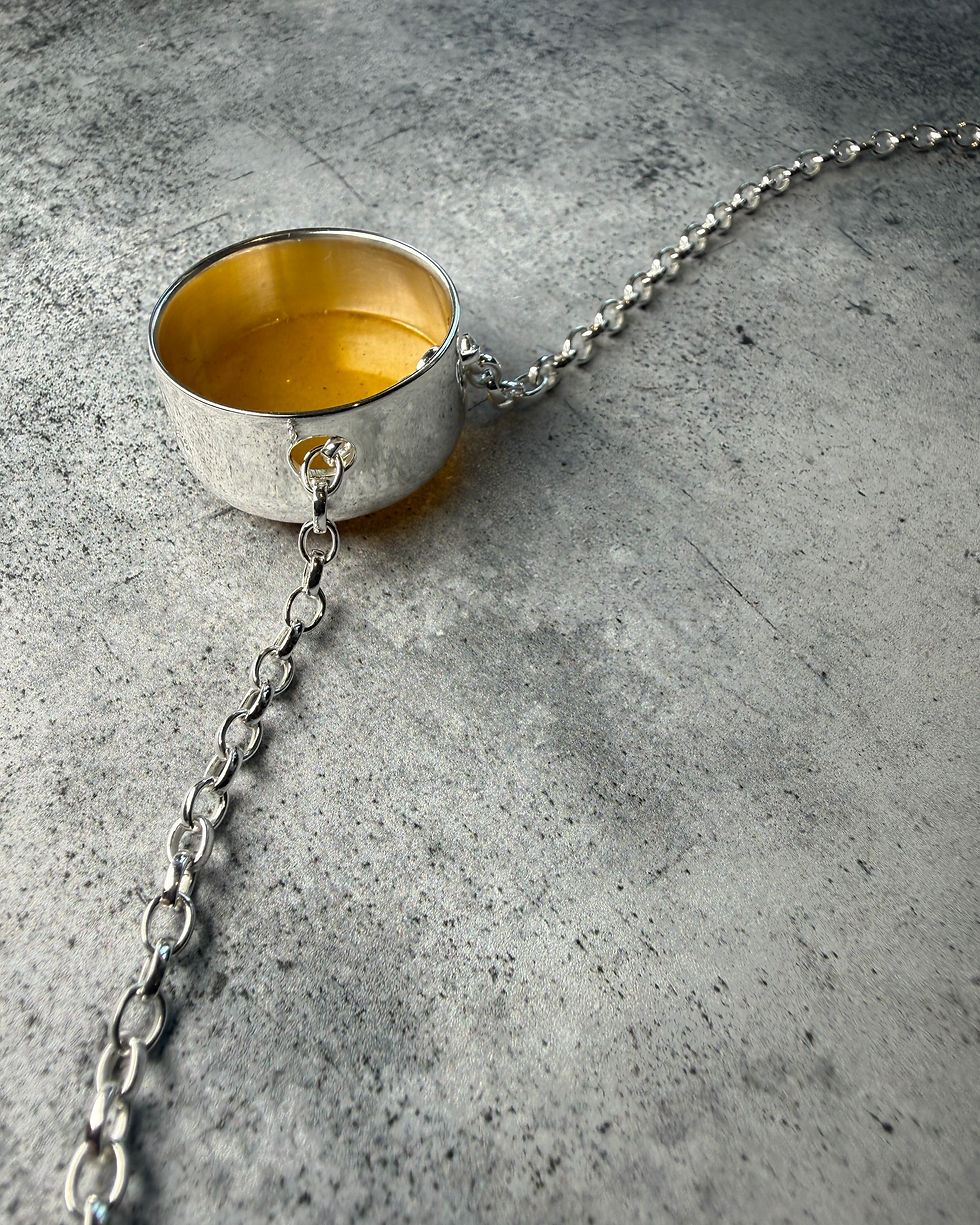 Thumbnail: Hallmarked Silver & Yellow Agate Slider Pendant & Belcher Chain Necklace 18”