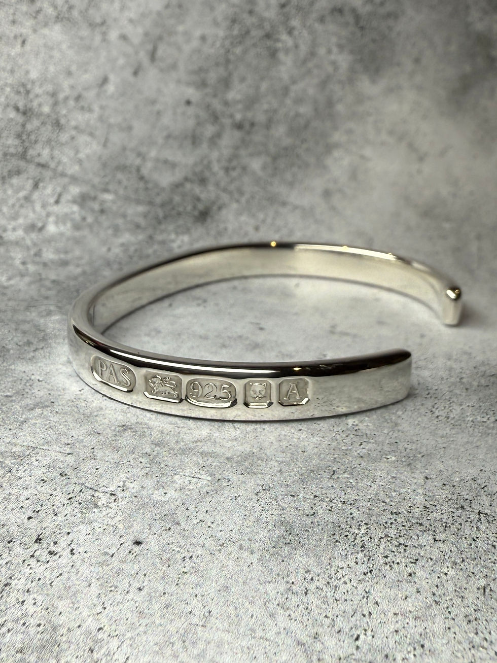 Thumbnail: Large Assay Hallmark Sterling Silver Polished Unisex Wide Torque Cuff Bangle