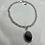 Thumbnail: 925 Sterling Silver and Black Onyx Oval Charm and Belcher Chain Bracelet