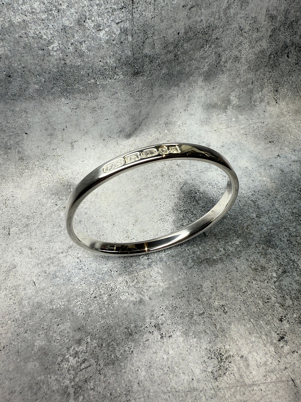 Thumbnail: Large Assay Hallmark Sterling Silver Polished Unisex Full Round Bangle