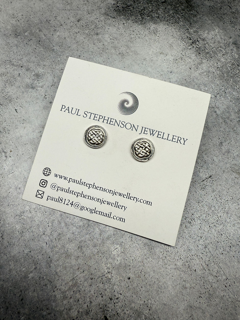 925 Sterling Silver Polished Celtic Knot Button Stud Earrings