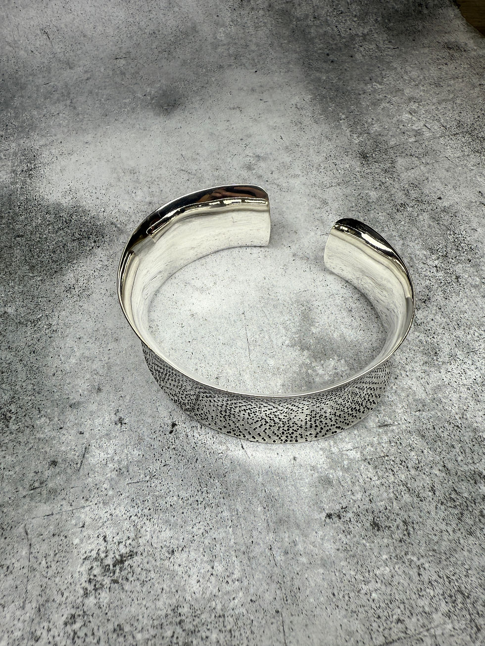 Thumbnail: Hallmarked Silver Polished ‘Sandstone’ Unisex Wide Concave Torque Cuff Bangle