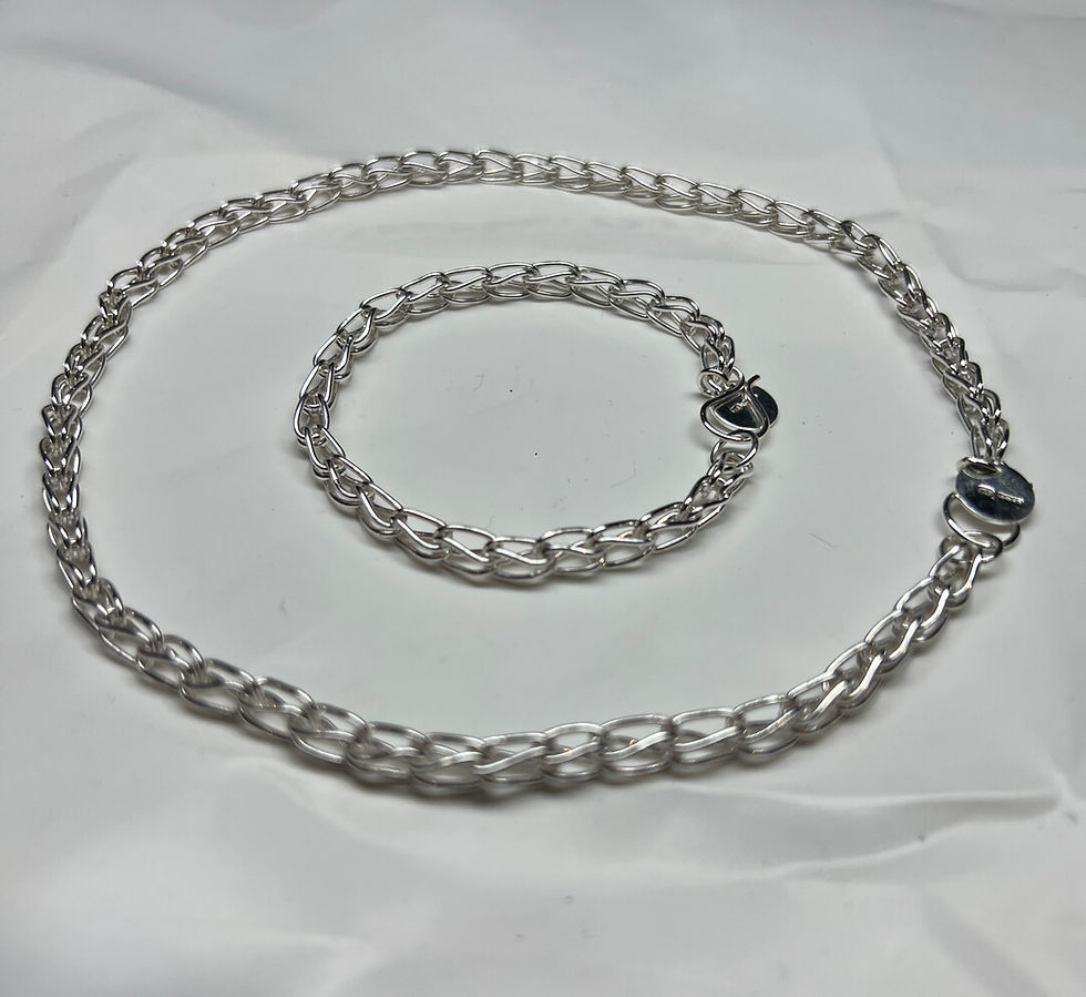 Thumbnail: Assay Hallmarked Sterling Silver ‘Radiance’ Rope Chain Necklace & Bracelet Set