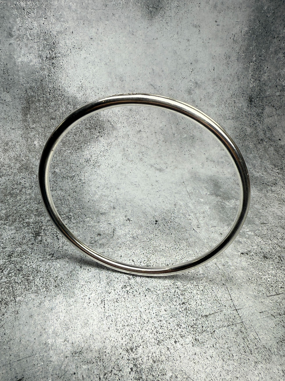 Thumbnail: Assay Hallmarked Sterling Silver Polished Heavy Halo Unisex Bangle - width 4mm