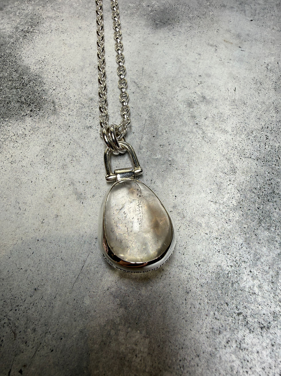 Thumbnail: Assay Hallmarked Silver Vintage Quartz Crystal Chunky Belcher Chain Necklace 24”