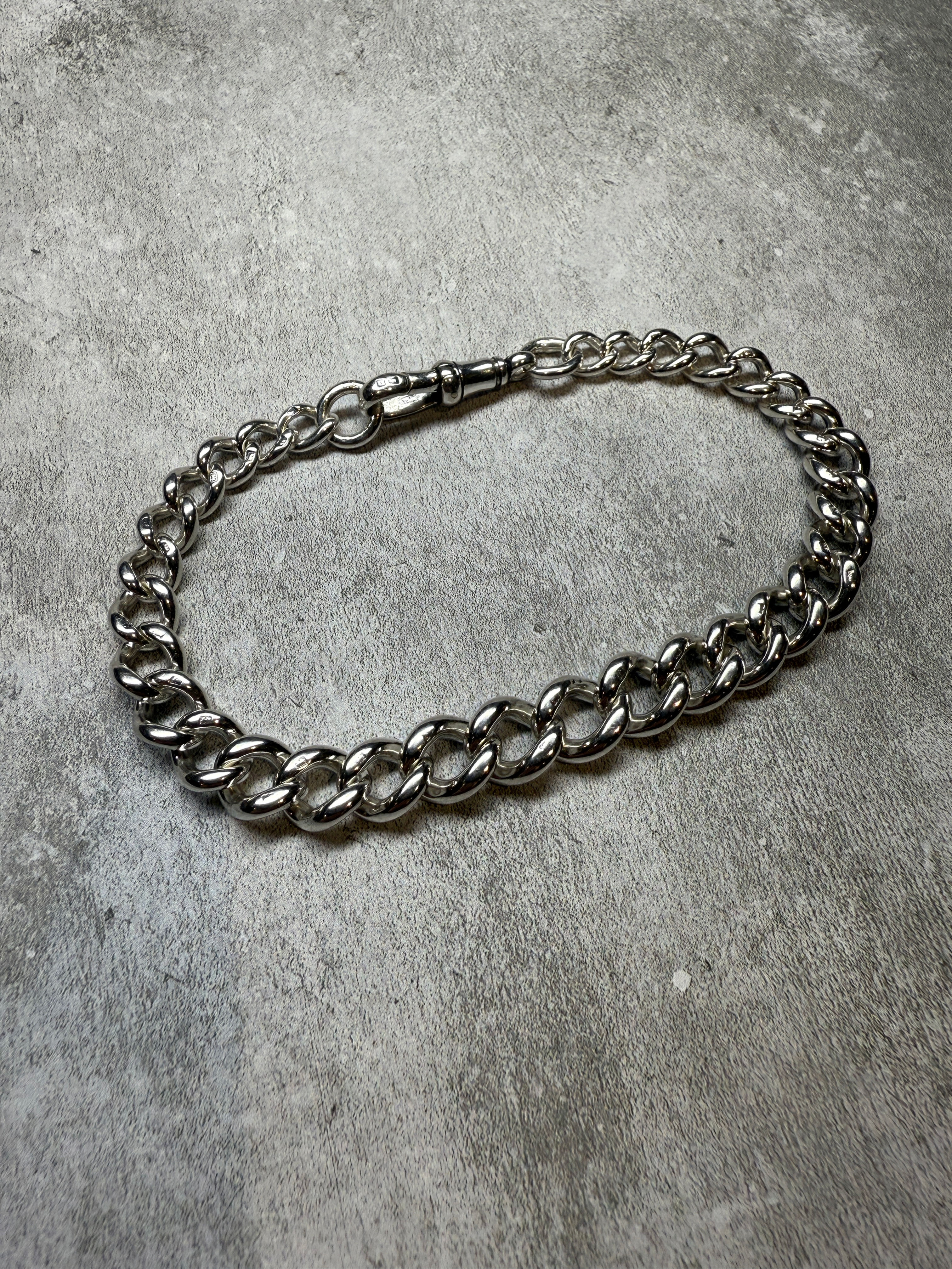 Birmingham 1894 Silver 8.5” Graduated Chunky Albert Chain Bracelet