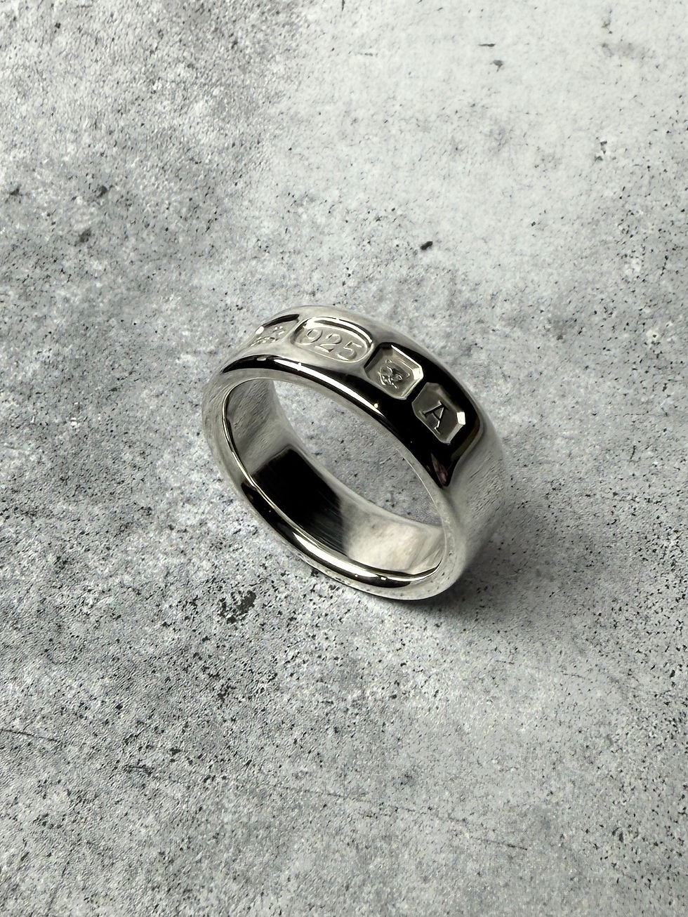 Thumbnail: Large Assay Hallmark Sterling Silver Polished Unisex Wide Band Ring