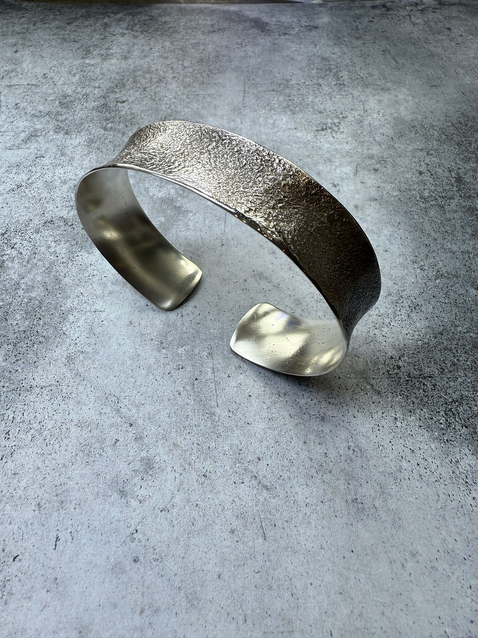 Thumbnail: Hallmarked Silver ‘Moon’ Unisex Wide Concave Torque Cuff Bangle