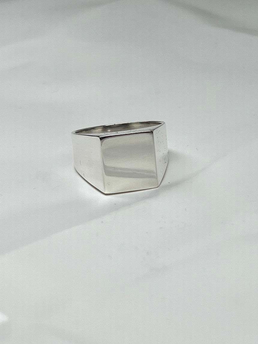 Thumbnail: Assay Hallmarked 925 Sterling Silver Chunky Square Signet Ring (Size S.5)