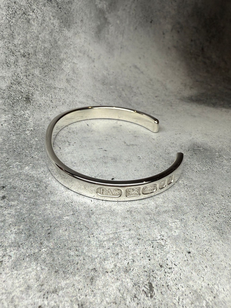 Thumbnail: Large Assay Hallmark Sterling Silver Polished Unisex Wide Torque Cuff Bangle
