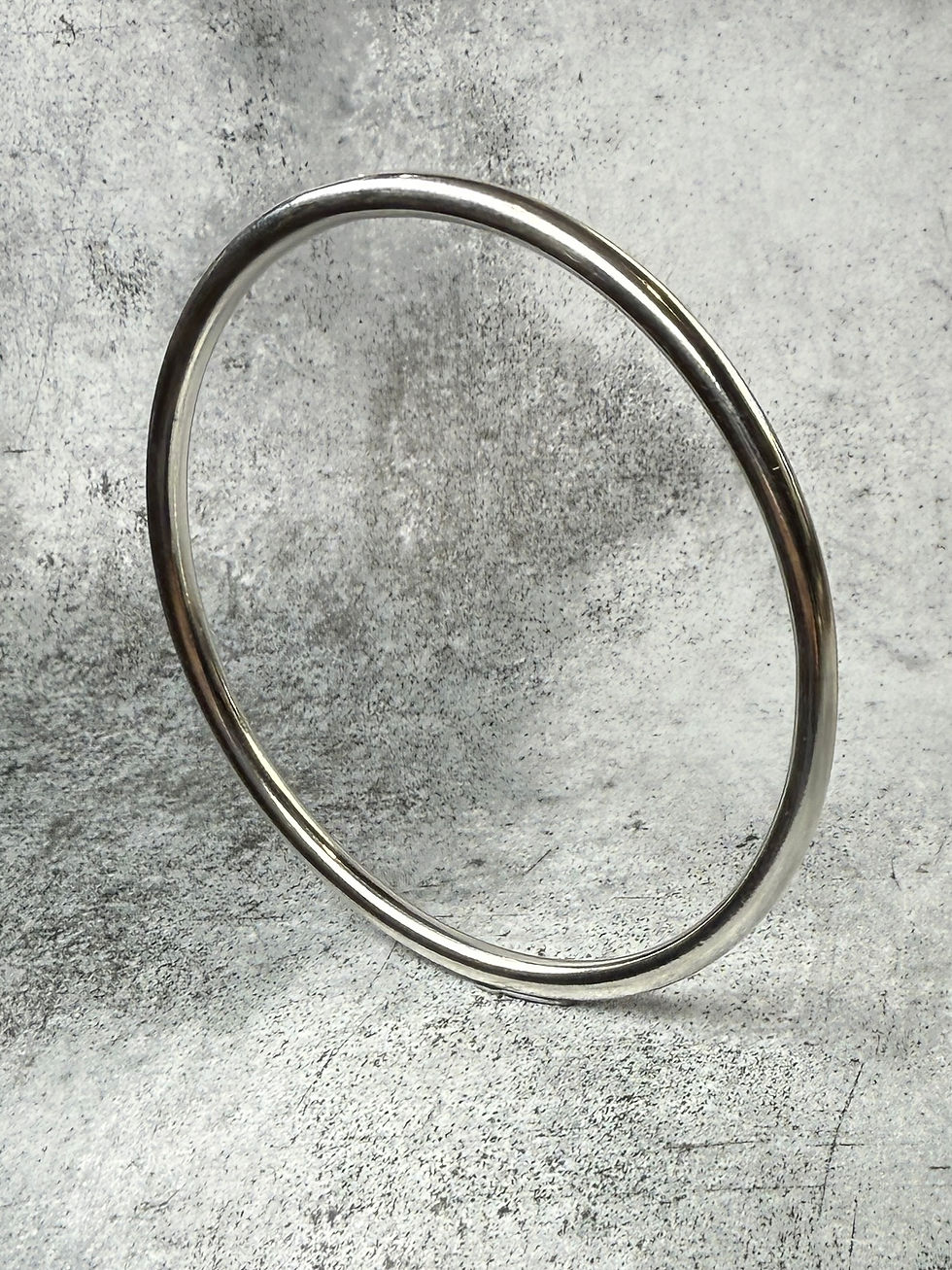 Thumbnail: Assay Hallmarked Sterling Silver Polished Heavy Halo Unisex Bangle - width 4mm