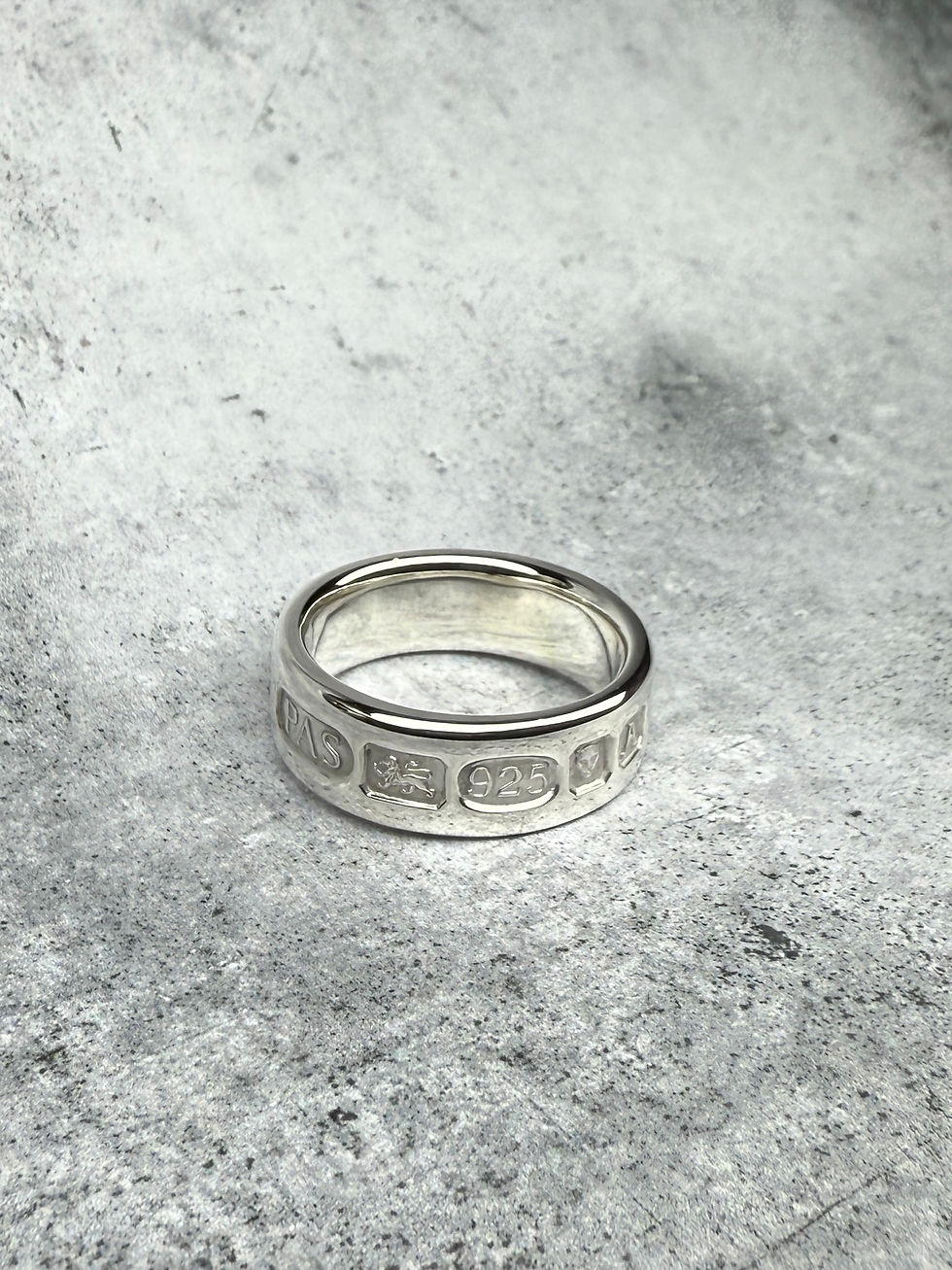 Thumbnail: Large Assay Hallmark Sterling Silver Polished Unisex Wide Band Ring