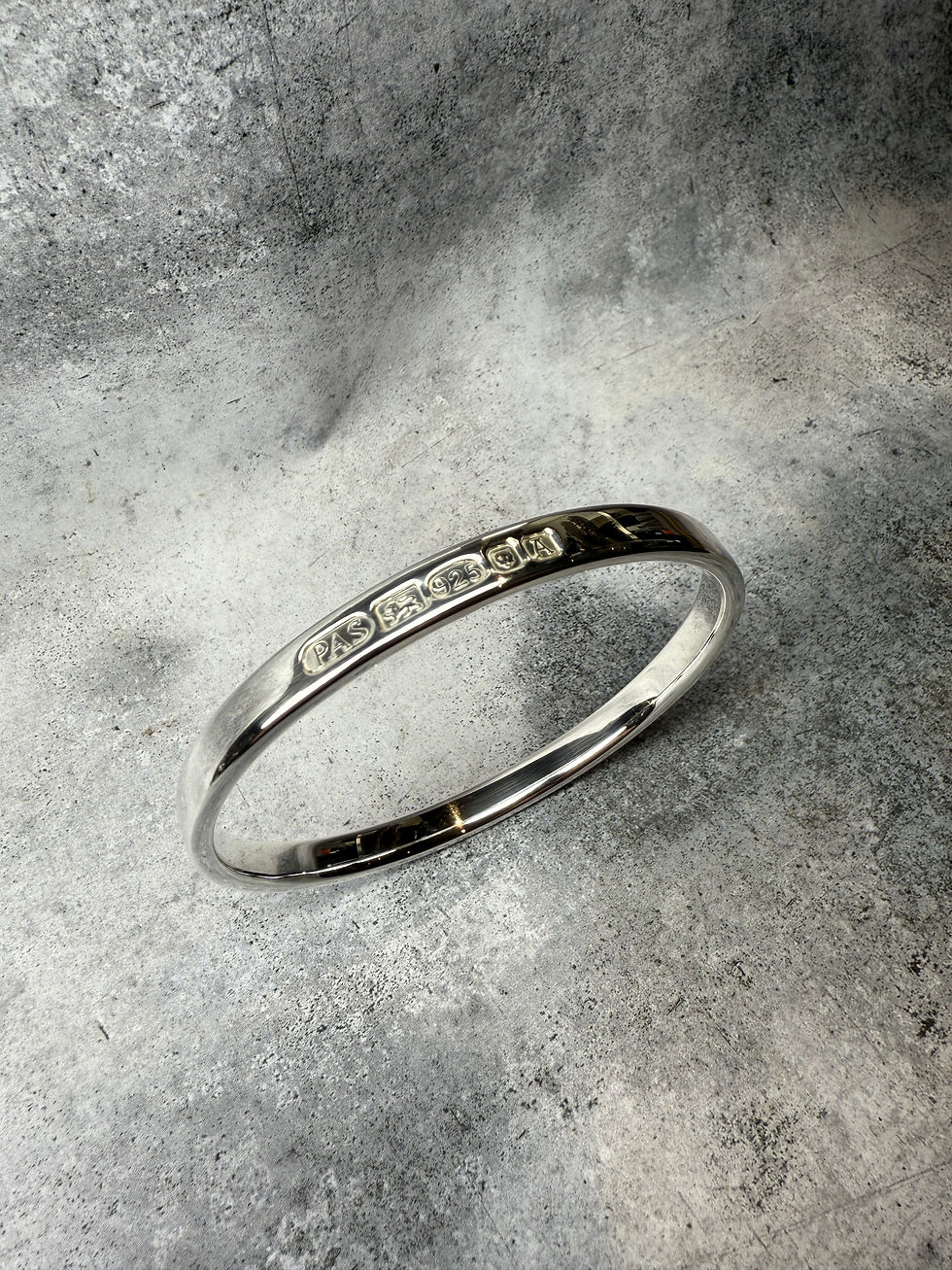 Thumbnail: Large Assay Hallmark Sterling Silver Polished Unisex Full Round Bangle
