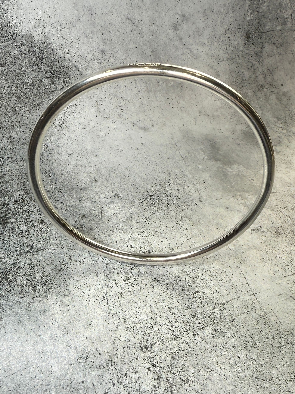 Thumbnail: Assay Hallmarked Sterling Silver Polished Heavy Halo Unisex Bangle - width 4mm