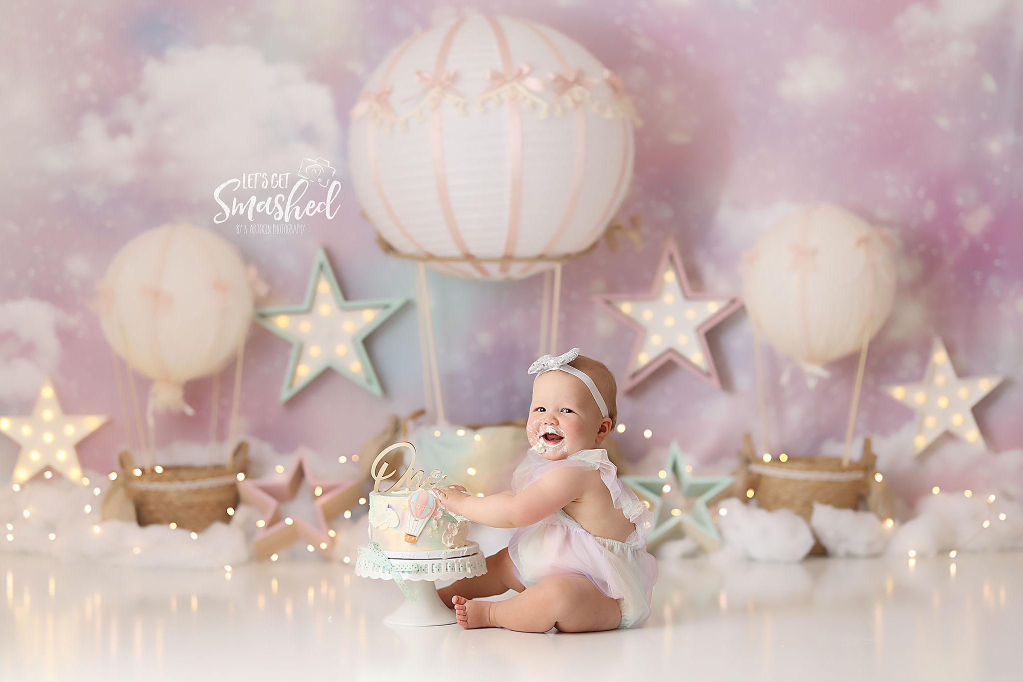 Pastel Hot Air Balloons (with props printed on the backdrop)