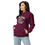 Thumbnail: Hike Now Delulu Later eco-friendly hiking sweater - latina girl wears burgundy hiking sweater