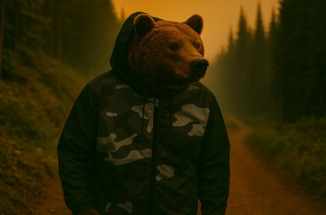 Thumbnail: Camouflage Outdoor Waterproof Windbreaker Hiking Jacket - bear wears jacket