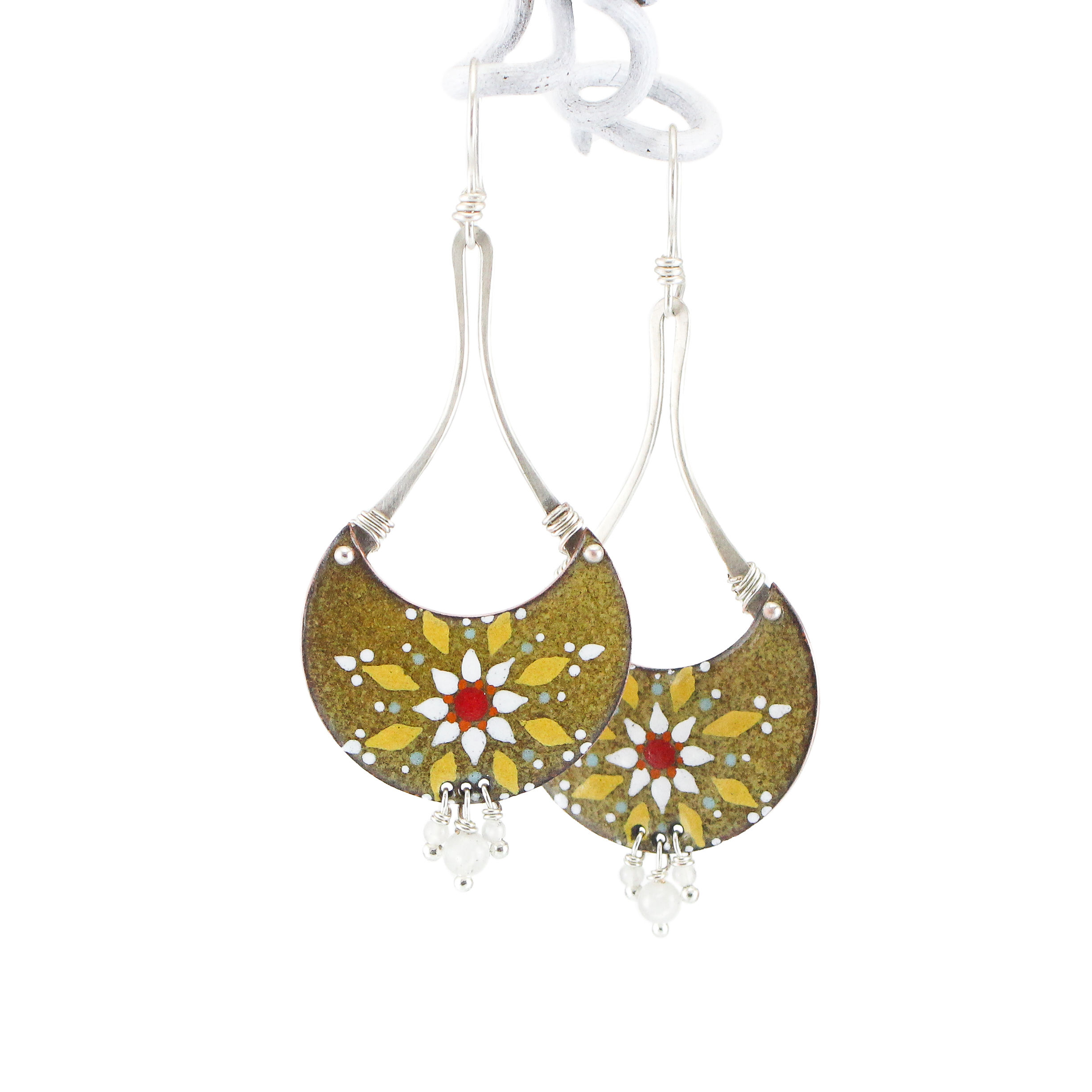 Emaille-Silber-Ohrhänger