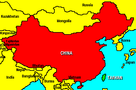 Ubicación de China y Taiwán