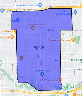 Map of the Heights in Houston
