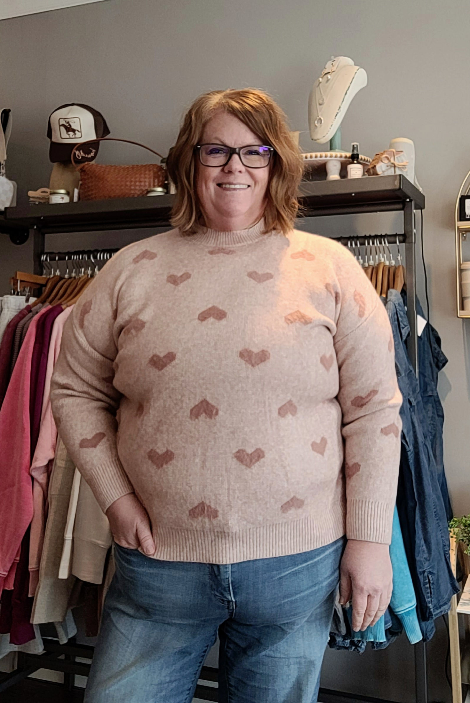 Pretty in Pink Hearts Sweater 🩷