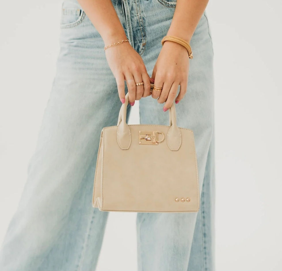 Nixie Nubuck Small Tote in Camel vegan leather, front view