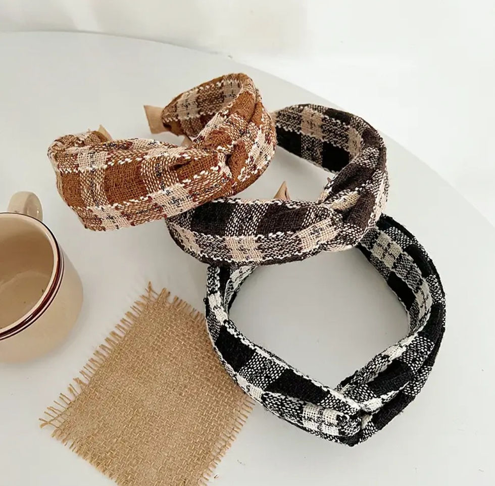 Plaid Knot Headband front view