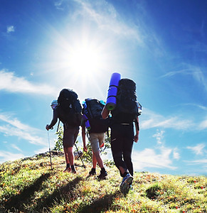 Group hiking outdoors