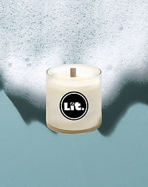 Lit. Candle and foam
